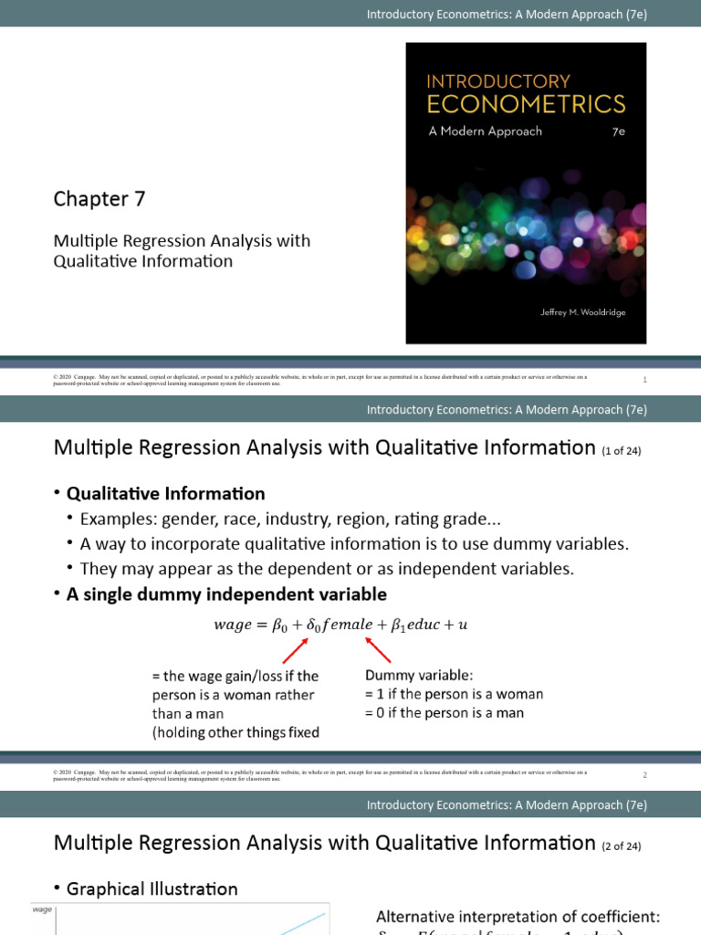 Chapter 7 Power Point Slides | PDF | Econometrics | Linear Regression