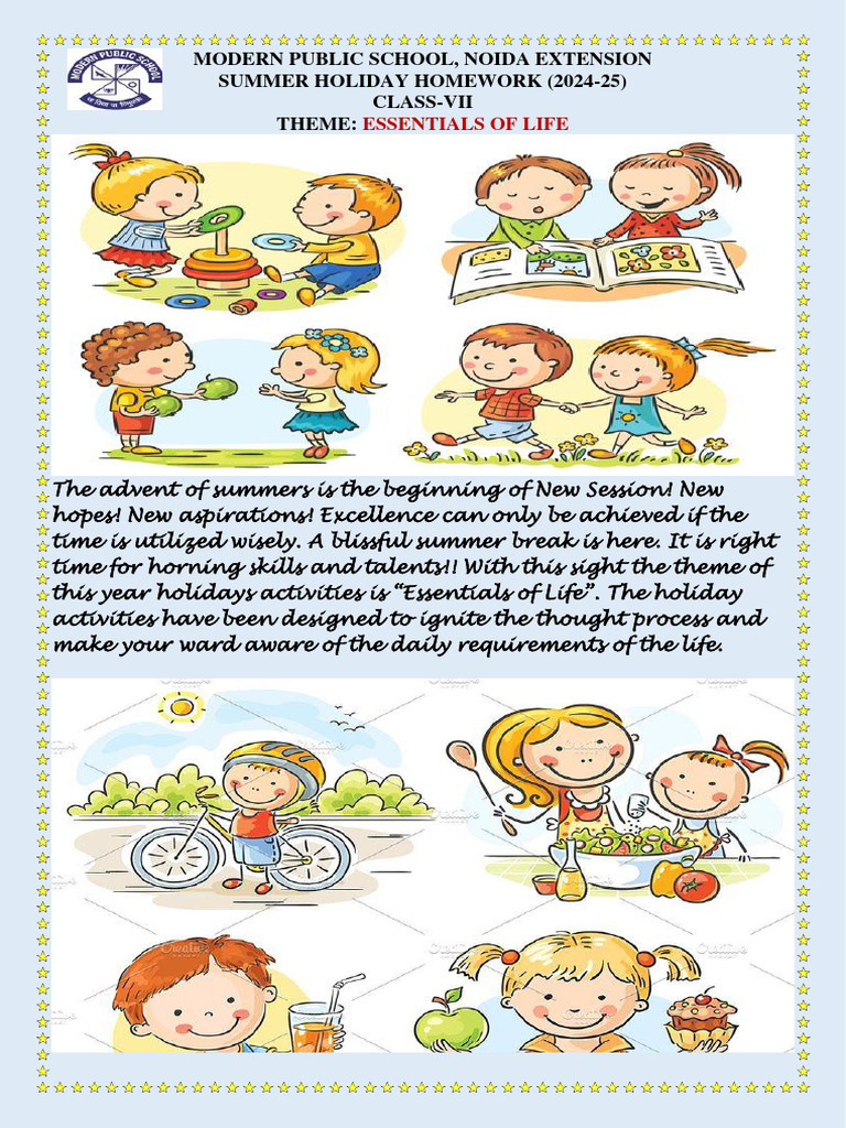 Class VII Summer Homework 2024-25 | PDF | Water