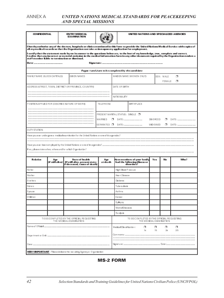 UN Medical Examination Form Guide | PDF | United Nations ...