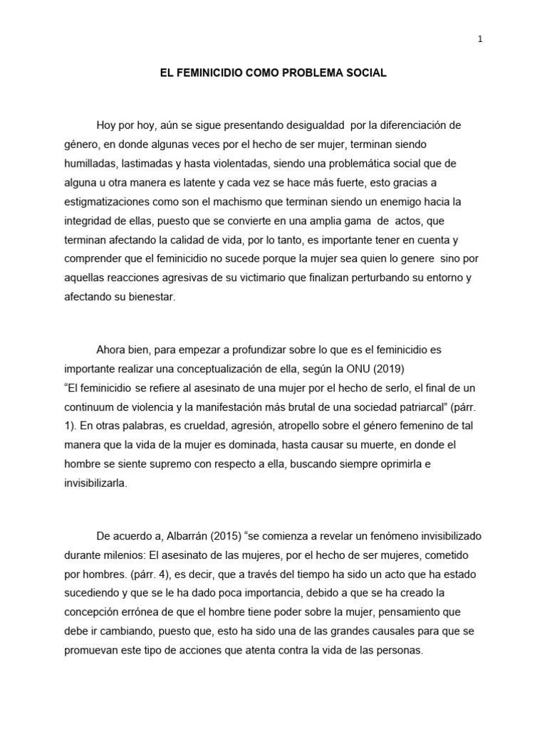 Feminicidio: Un Problema Social Latente | PDF | Violencia | La ...