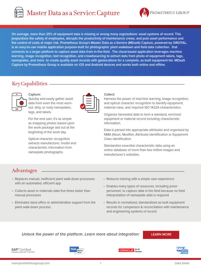 MDaaS Capture Data Sheet | PDF | Optical Character Recognition | Mobile App