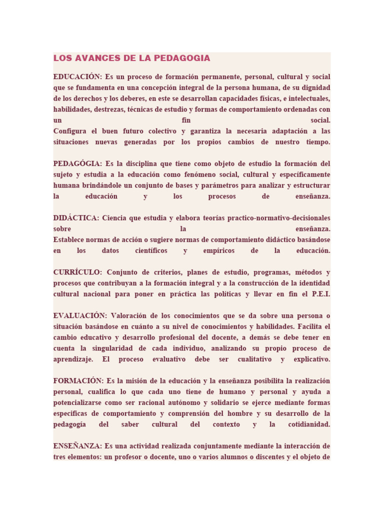 Avances en Pedagogía y Educación | PDF | Plan de estudios | Enseñando