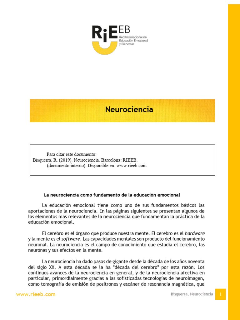 Neurociencia y Educación Emocional | PDF | Las emociones | Cerebro