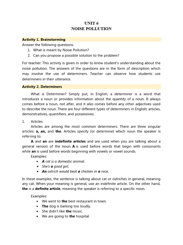 Noise Pollution PDF Noise Noun