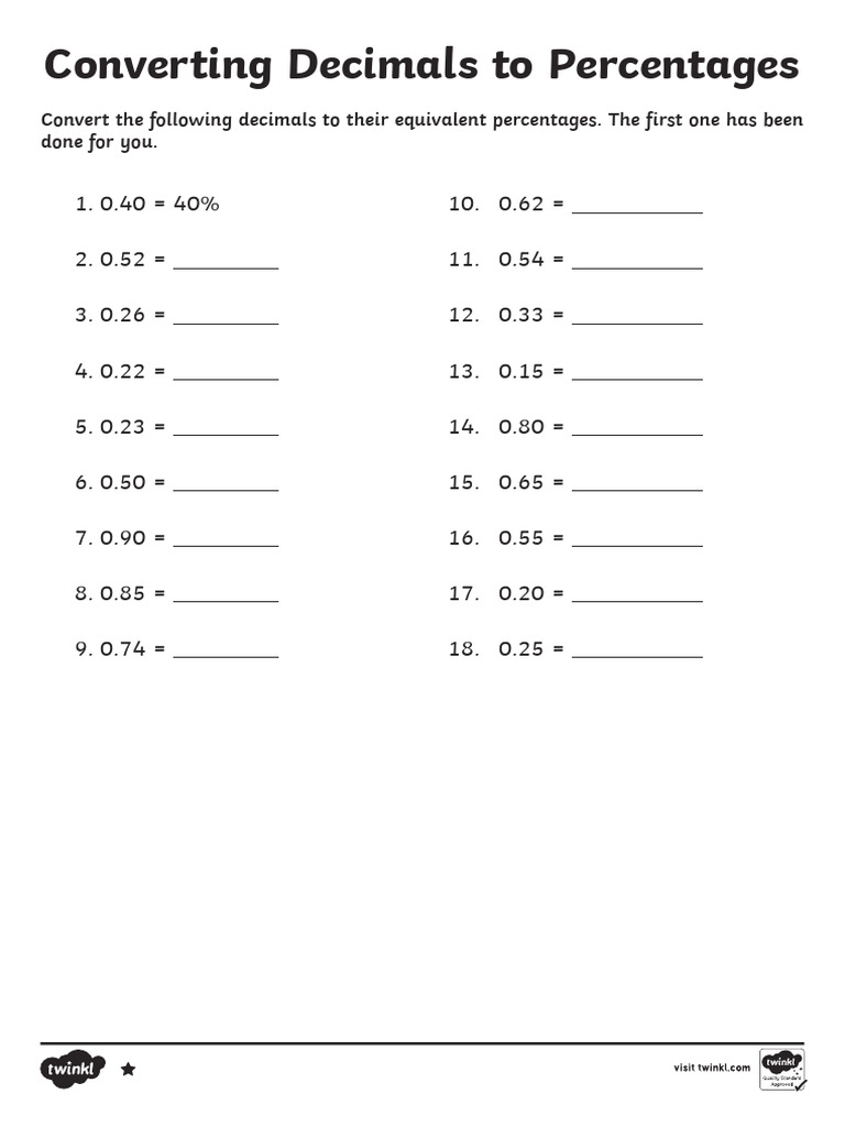 Converting Decimals to Percentages | PDF | Teaching Methods & Materials