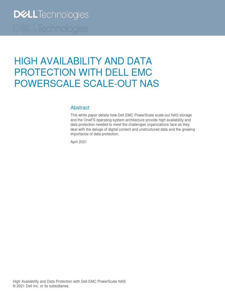 h10588 Isilon Data Availability Protection WP | PDF | Computer Cluster ...