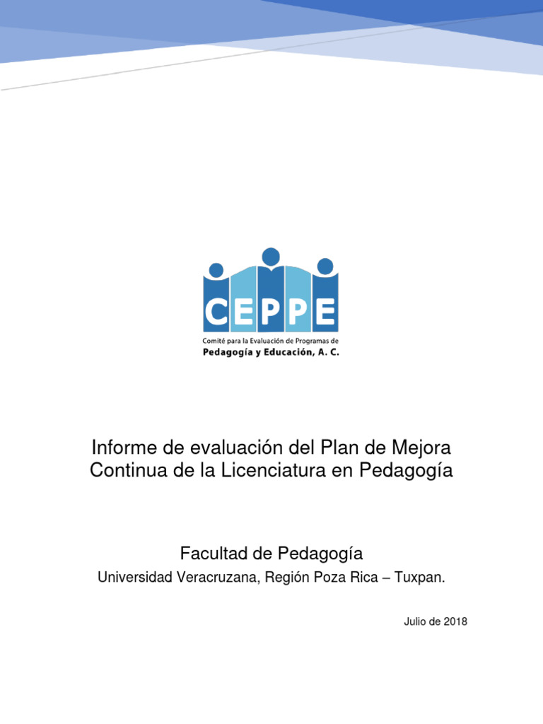 CEPPE Pedagogia Informe de Evaluacion Del Plan de Mejora Continua | PDF ...