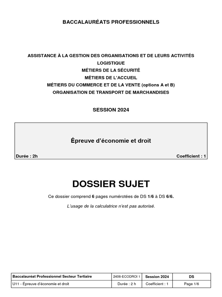 Bac Pro - Economie Droit | PDF | Économie