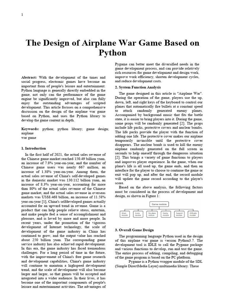 Python-Based Airplane War Game Design | PDF | Computing | Software ...