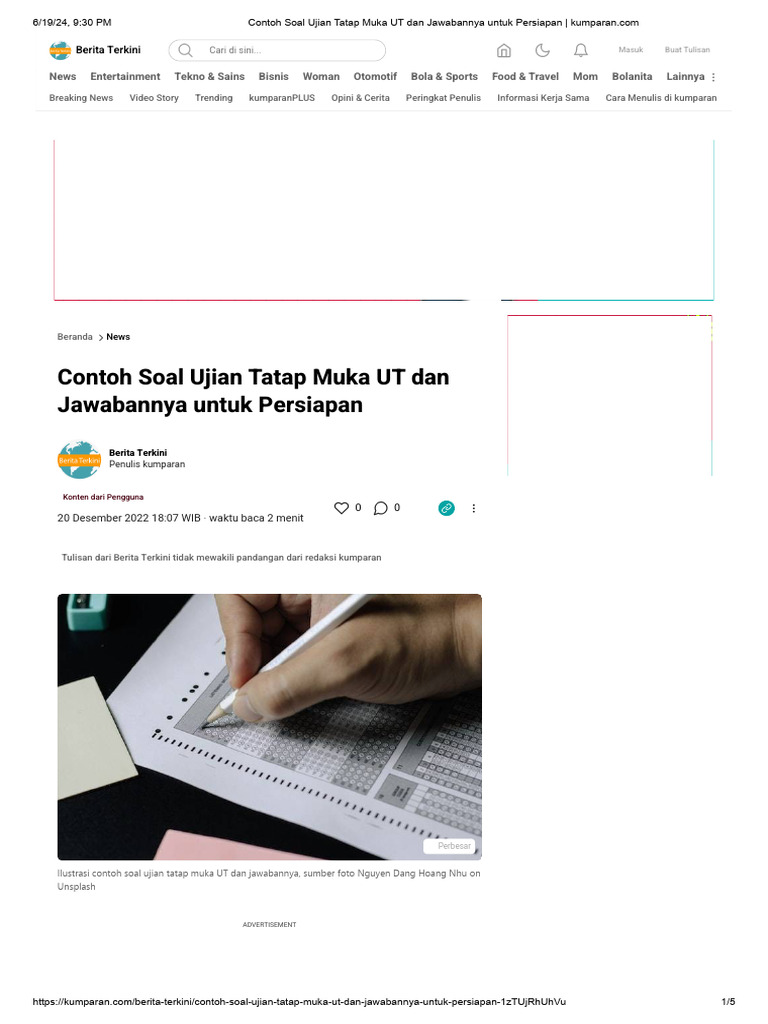 Contoh Soal Ujian Tatap Muka UT | PDF | Bisnis