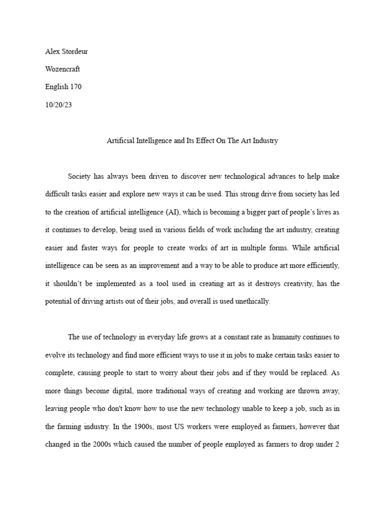 Ai S Impact On The Art Industry Pdf Artificial Intelligence