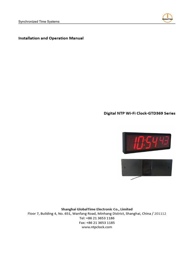 Digital NTP Wi-Fi Clock Manual | PDF | Ip Address | World Wide Web