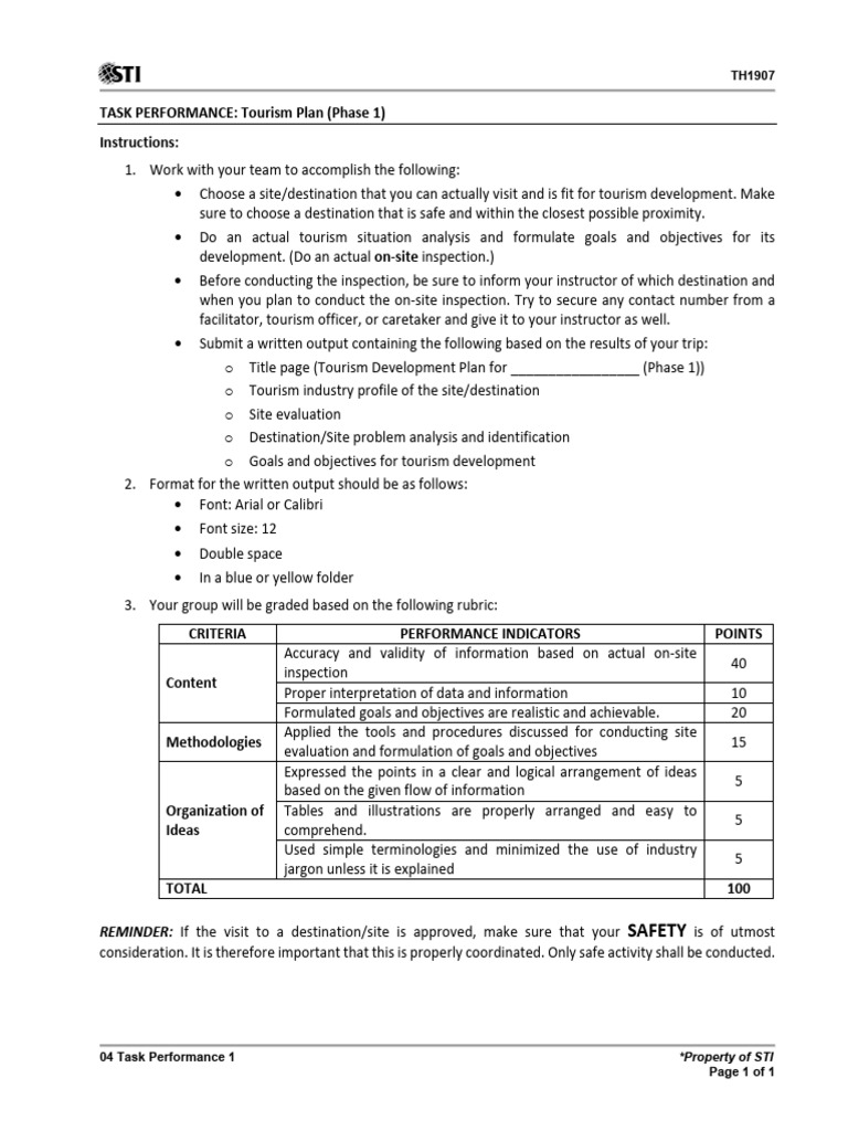 Tourism Development Plan Guidelines | PDF