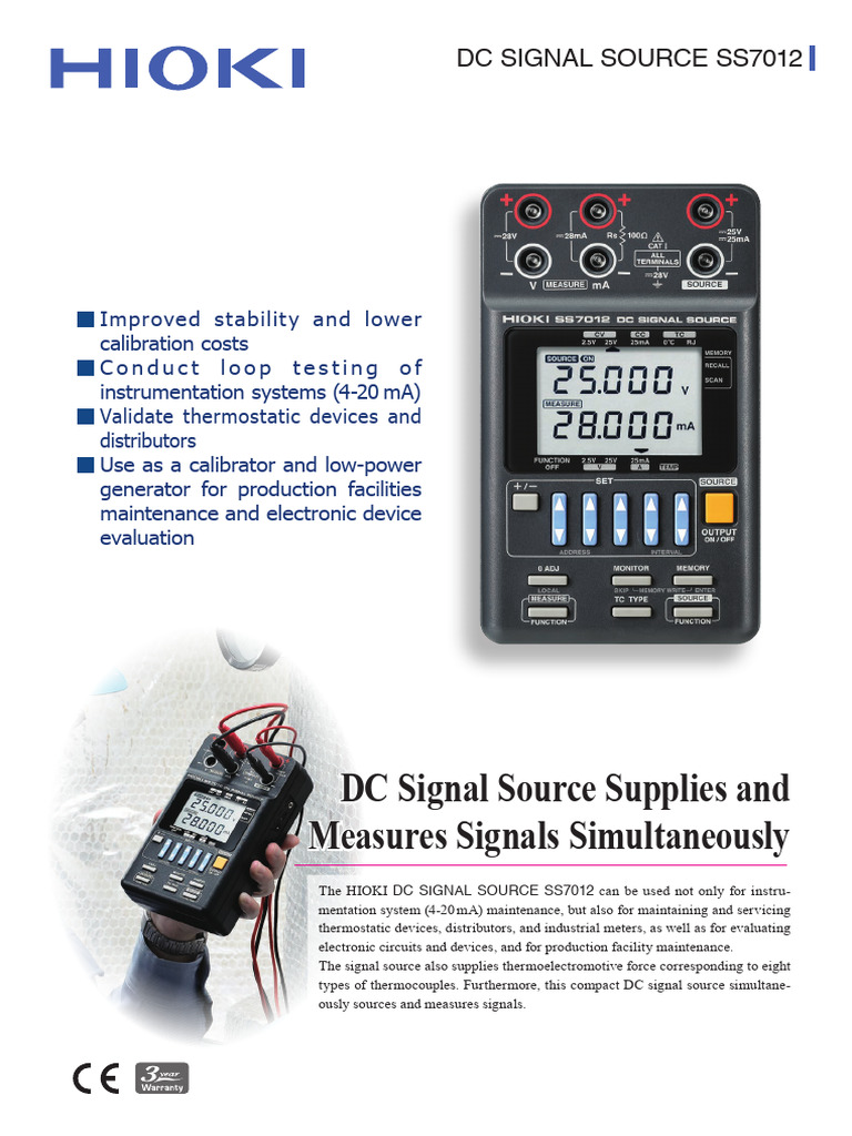 Hioki Field Signal Source SS7012E8-23M | PDF | Thermocouple | Battery ...