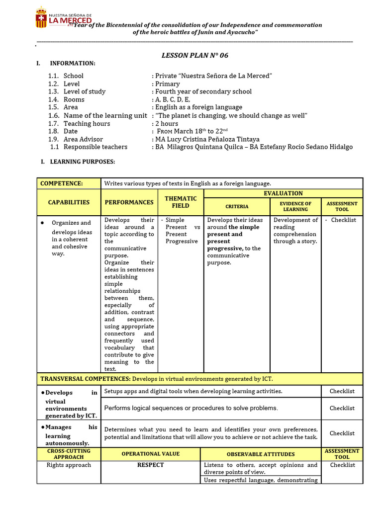 Grade 5 English Lesson Plan Overview | PDF | Educational Technology ...