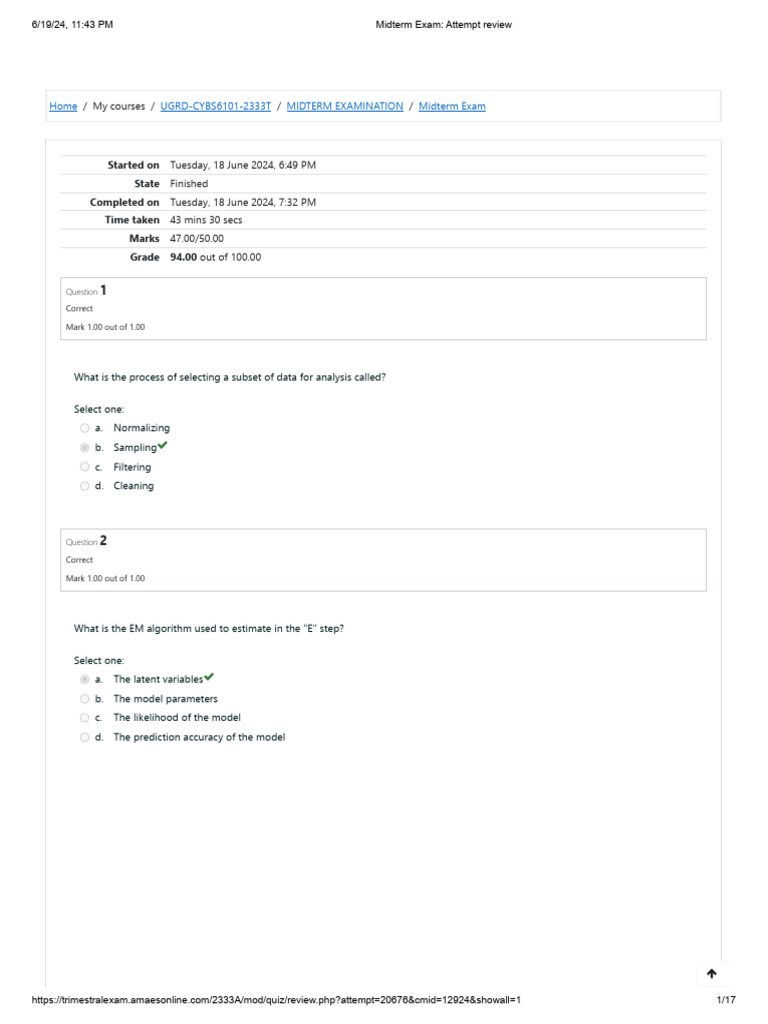 Midterm Exam Review for CYBS6101 | PDF | Cluster Analysis | Errors And ...