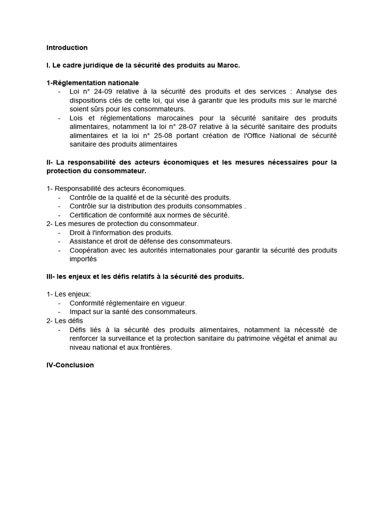 Sécurité des Produits au Maroc : Cadre Juridique | PDF | Finance et ...