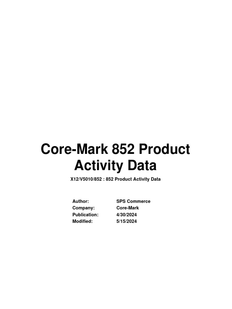 Core-Mark EDI 852 Product Data Guide | PDF | Identifier | Control Flow