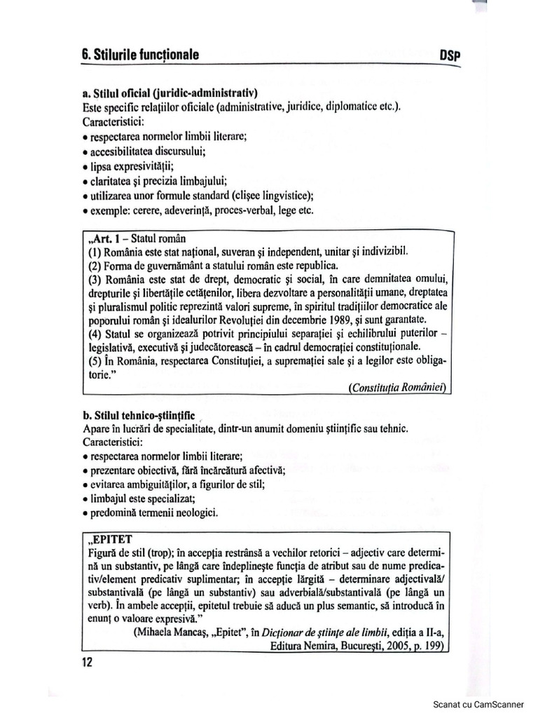 Teorie Proba Orala Romana | PDF