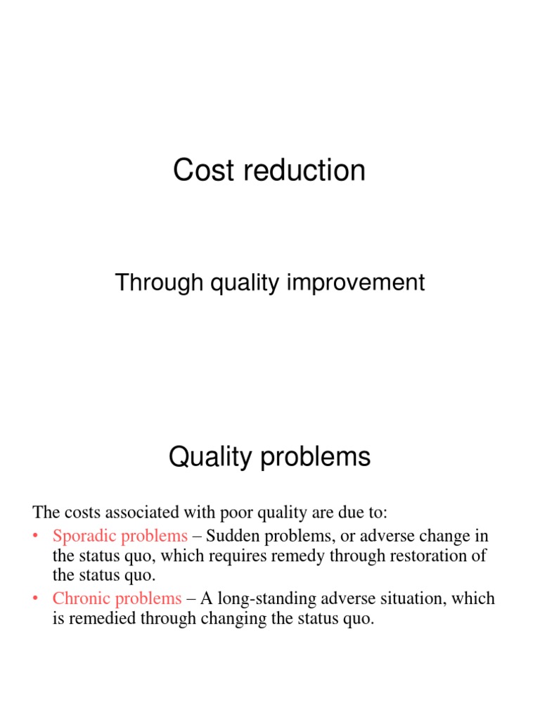 Cost Reduction Through Quality Improvement PDF Medical Diagnosis