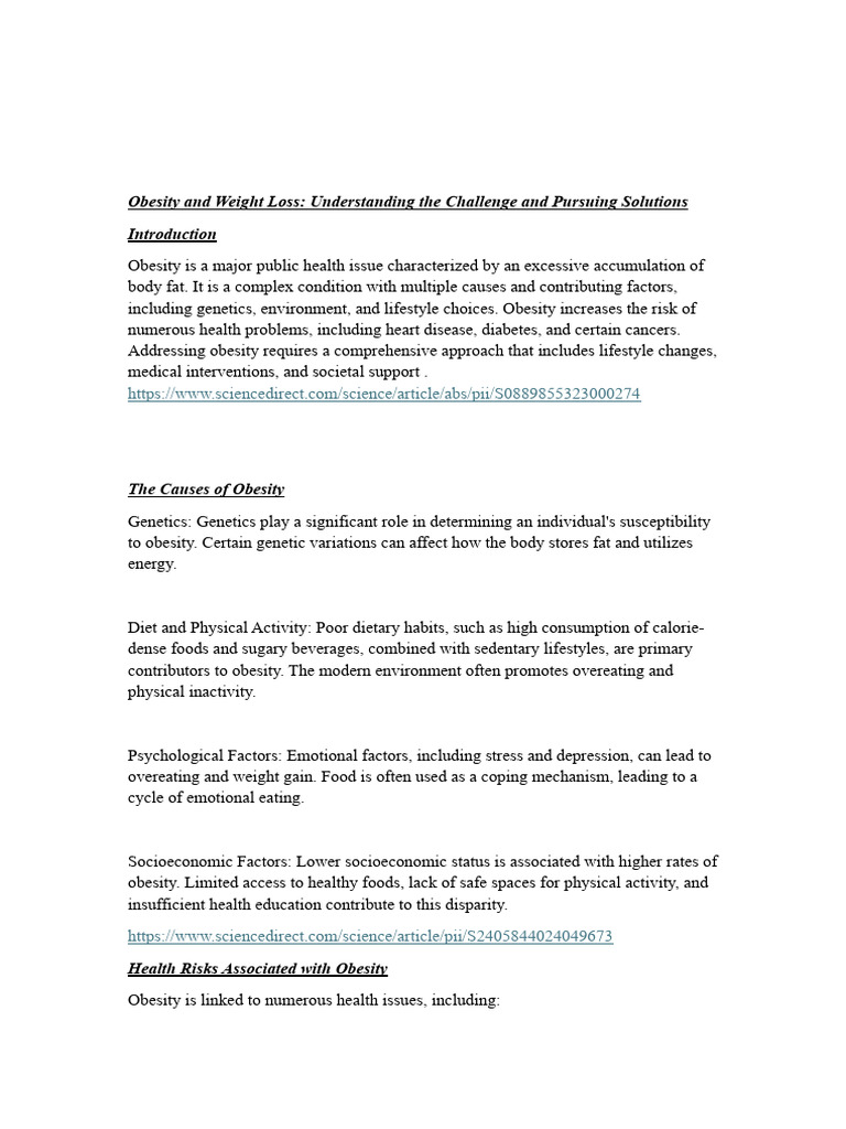 Obesity and Weight Loss | PDF | Obesity | Weight Loss