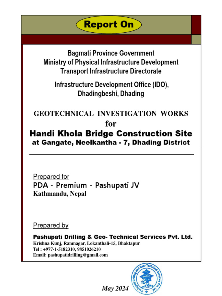 Soil test report gangate handi khola download free pdf