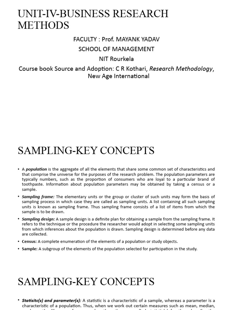 Key Concepts in Sampling Methods | PDF | Sampling (Statistics) | Sample ...