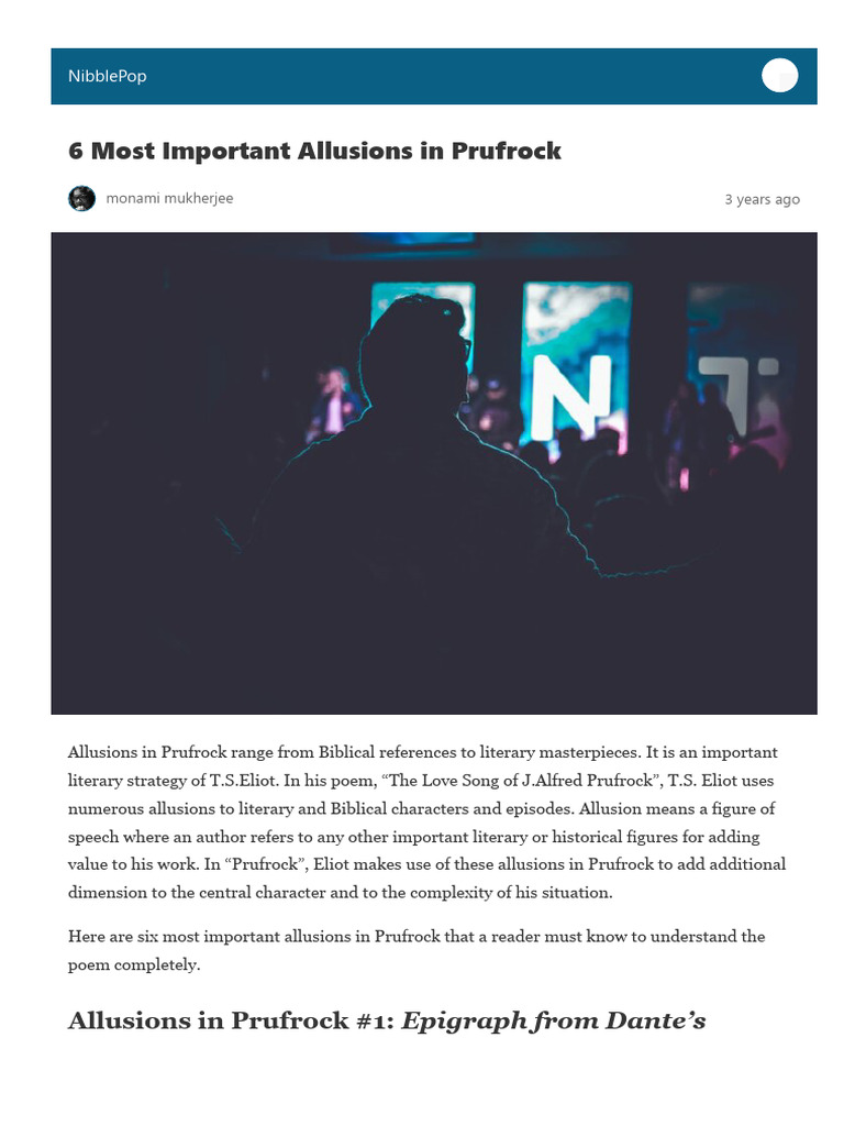 Nibblepop Com 6 Most Important Allusions in Prufrock - Amp 1 | PDF ...