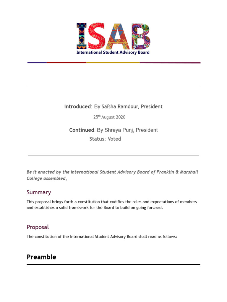 FINAL ISAB Constitution 2023-2024 | PDF | Presidents Of The United ...