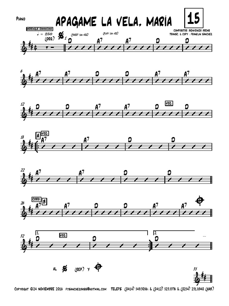 APAGAME LA VELA MARÍA (YO) - Piano | PDF