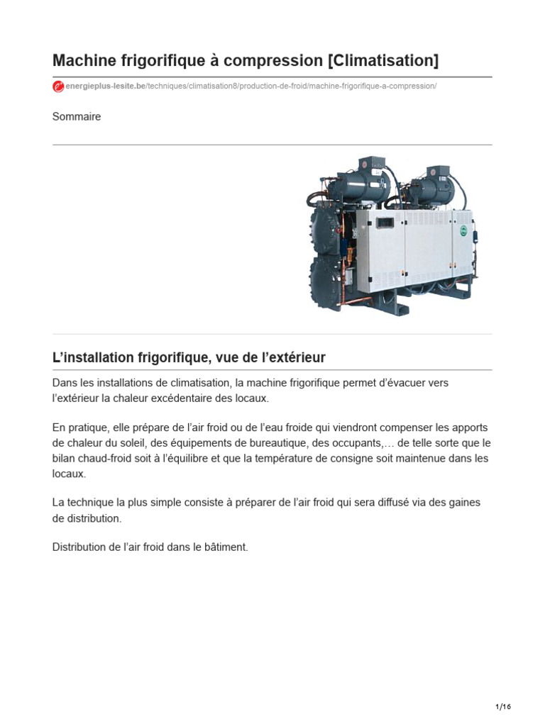 Machine frigorifique : fonctionnement et types | PDF | Réfrigération ...