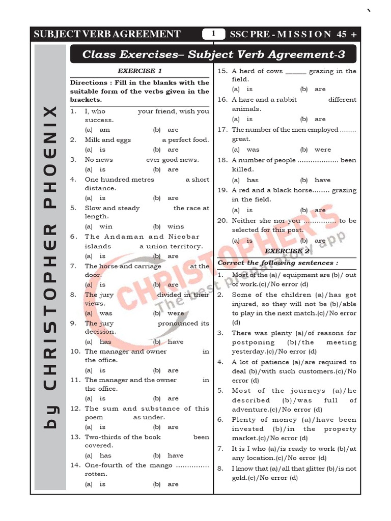 025) 0009 Subject Verb Agreement Part-3 by Solomon Invix | PDF