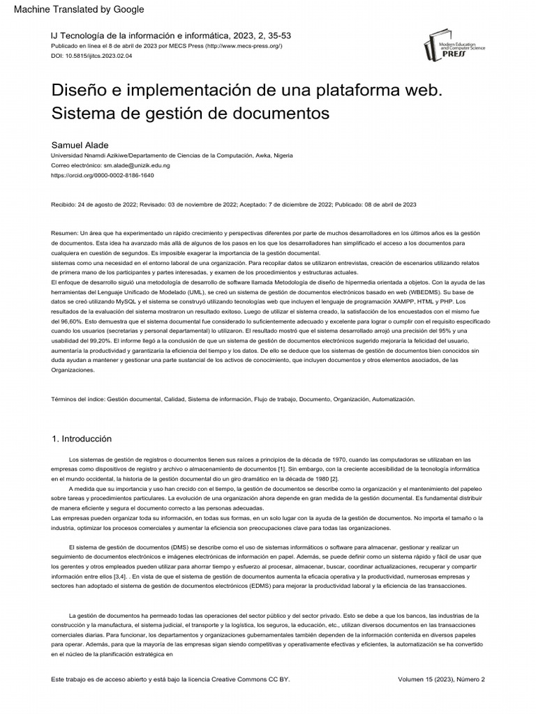 Design and implementation of a web based document esp pdf gesti n