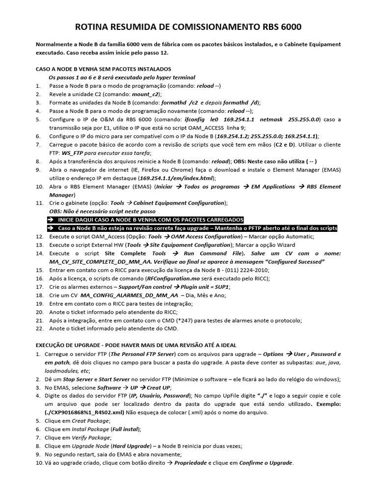 Guia de Comissionamento RBS 6000 | PDF | Protocolo de transferência de ...