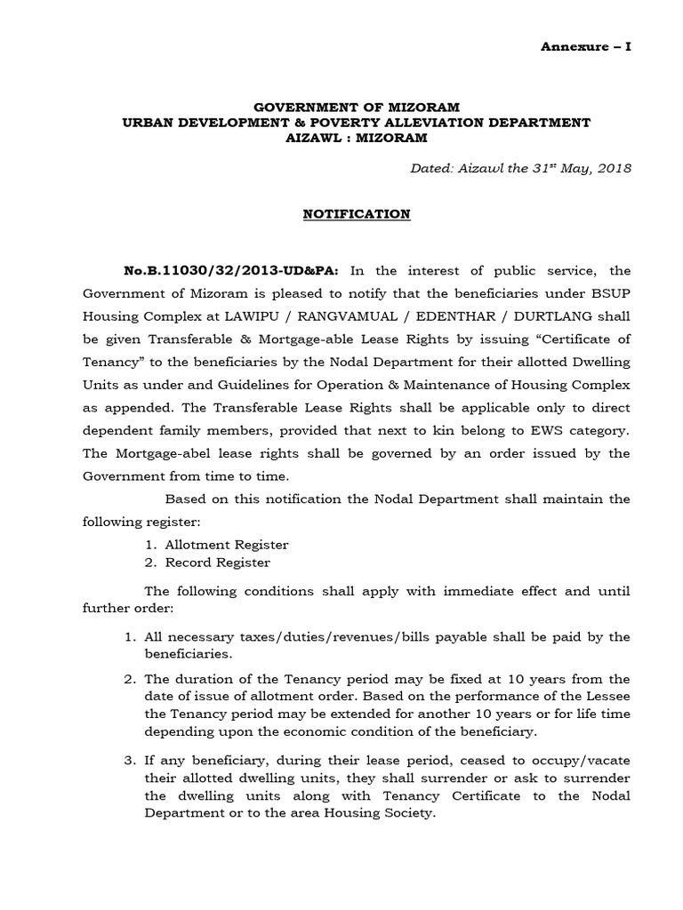 Govt. Notification Draft | PDF | Lease | Leasehold Estate