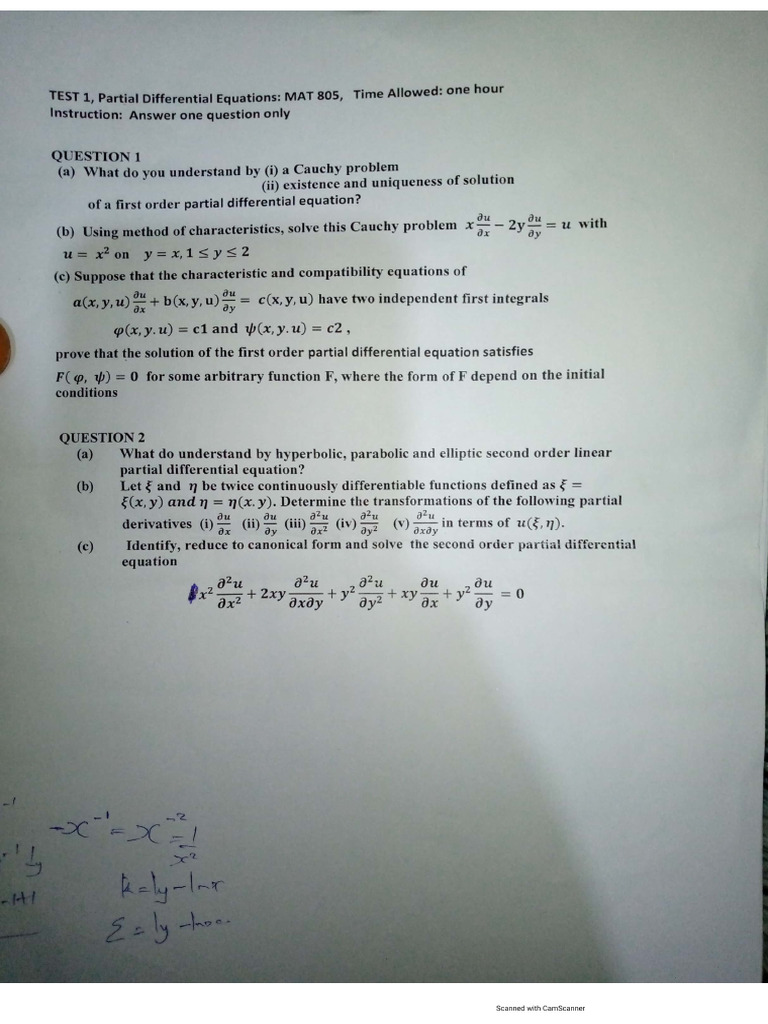Partial Differential Equation Test Solution Pdf