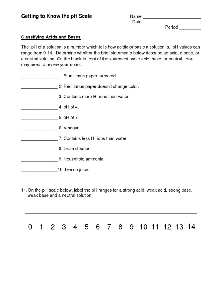  getting to know ph worksheet pdf ph acid