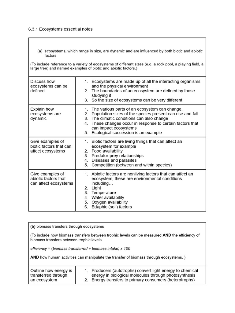 Ecosystems Essential Notes | PDF | Ecosystem | Food Web