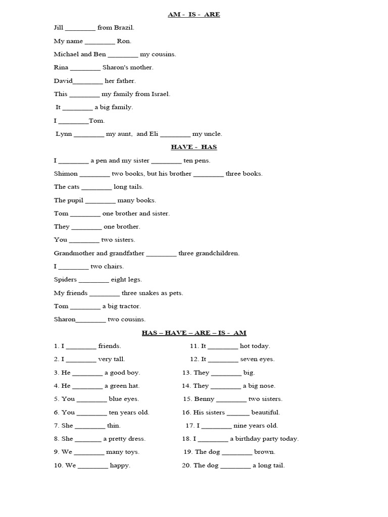 Basic English Grammar: To Be & Have | PDF