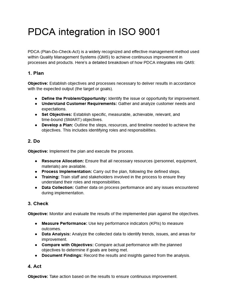 PDCA in QMS | PDF | Quality Management System | Evaluation