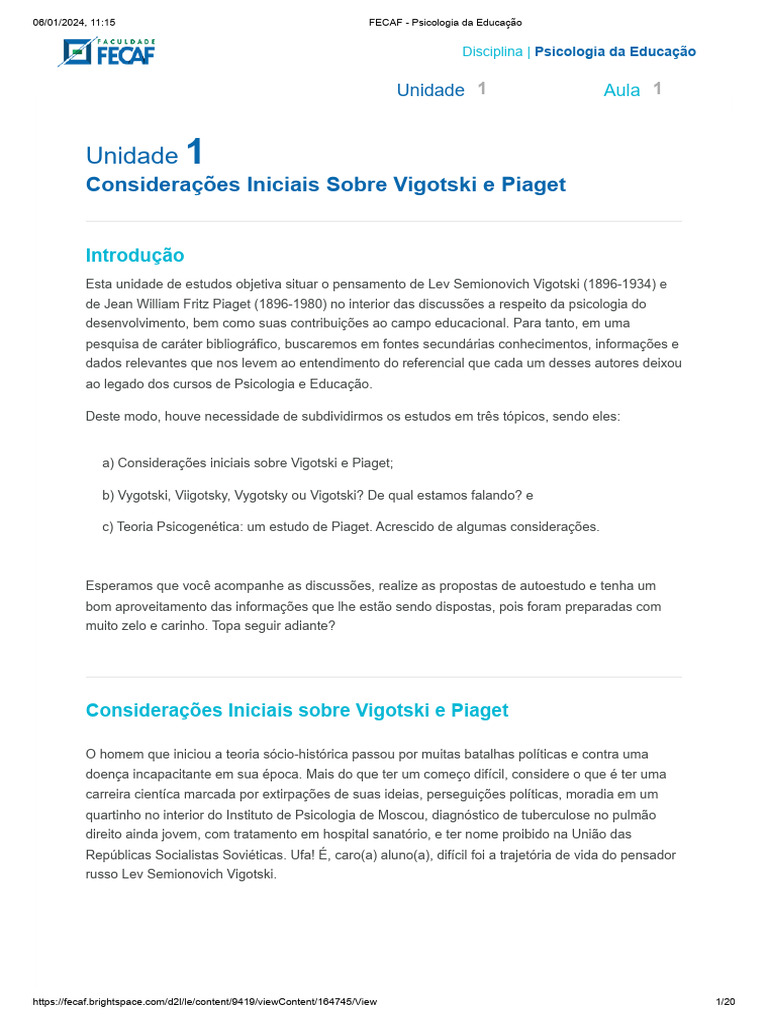 Vigotski e Piaget na Educação Especial | PDF | Psicologia | Aprendizado