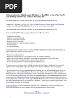 Orlando Interactive Digital Agency Identified by Top SEOs as One of the Top 30 Link Building Firms for the Month of November 2011