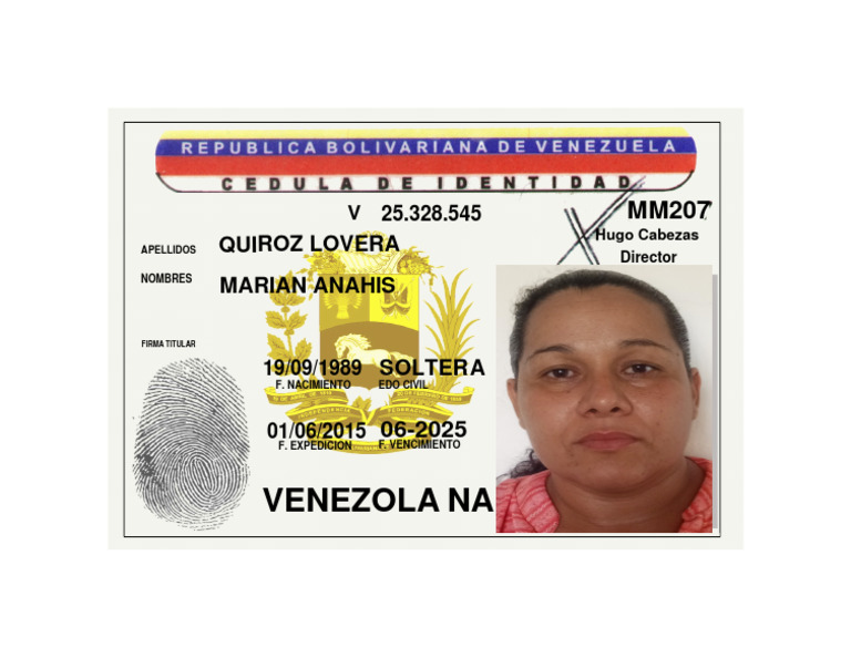 Cédula de Identidad Venezolana 2025 | PDF