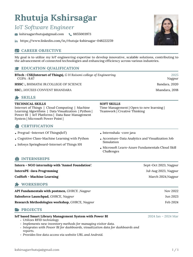 IoT Software Engineer Resume Summary | PDF | Internet Of Things | Computing