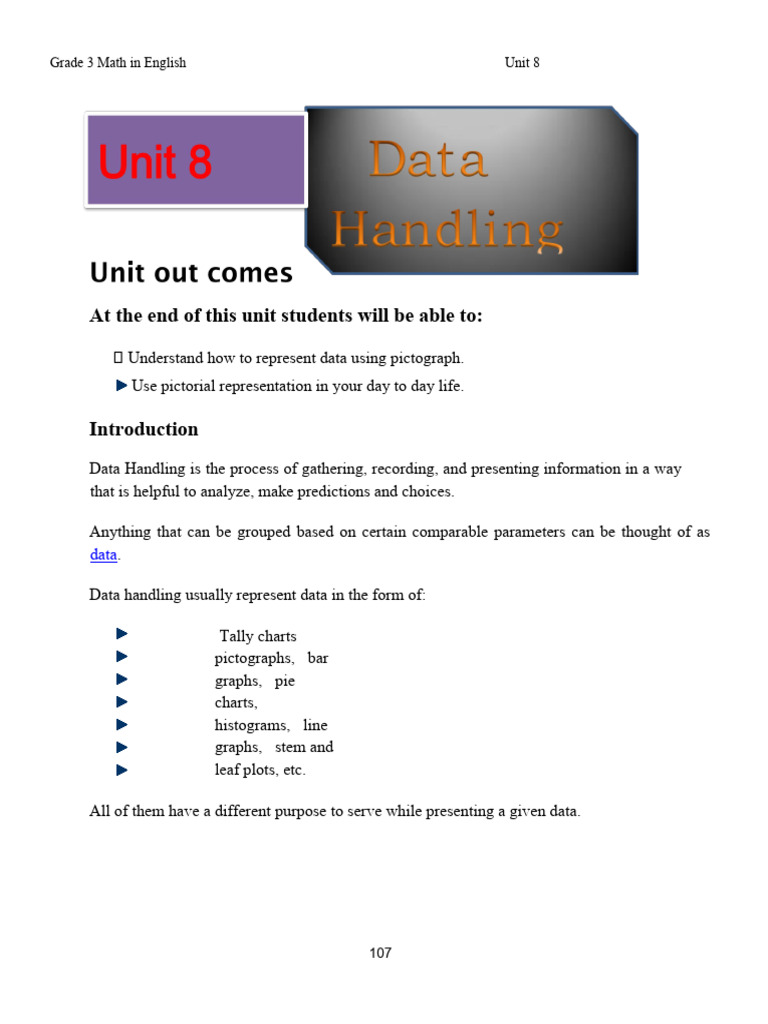 Pictographs for Grade 3 Data Handling | PDF | Data | Numbers
