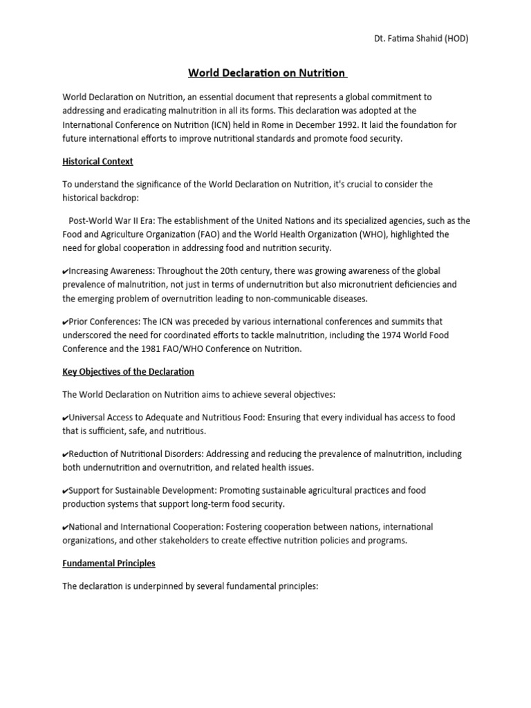 World Declarati-WPS Office | PDF | Malnutrition | Food Security