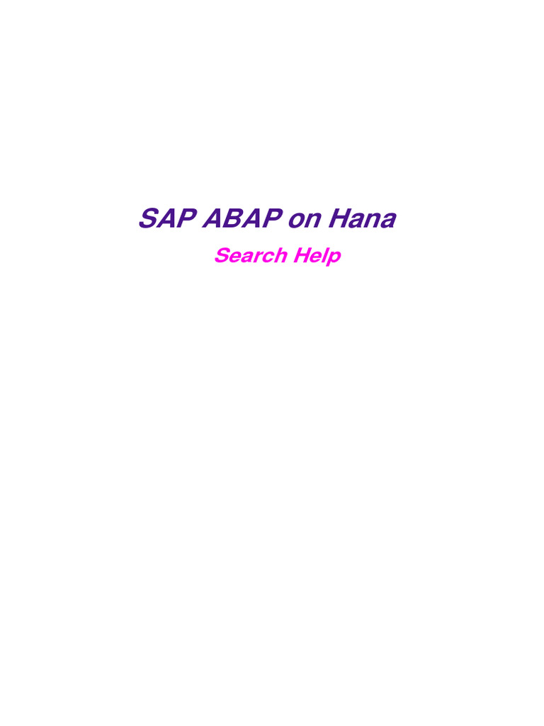 Creating Search Help in SAP ABAP | PDF | Parameter (Computer ...