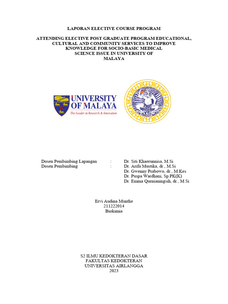Program Elective Course di University of Malaya | PDF