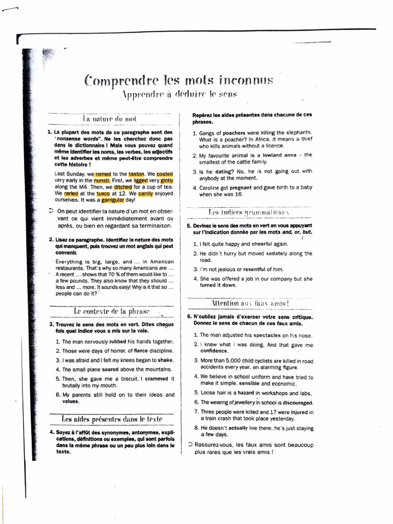 Comprendre Les Mots Inconnus 2 | PDF