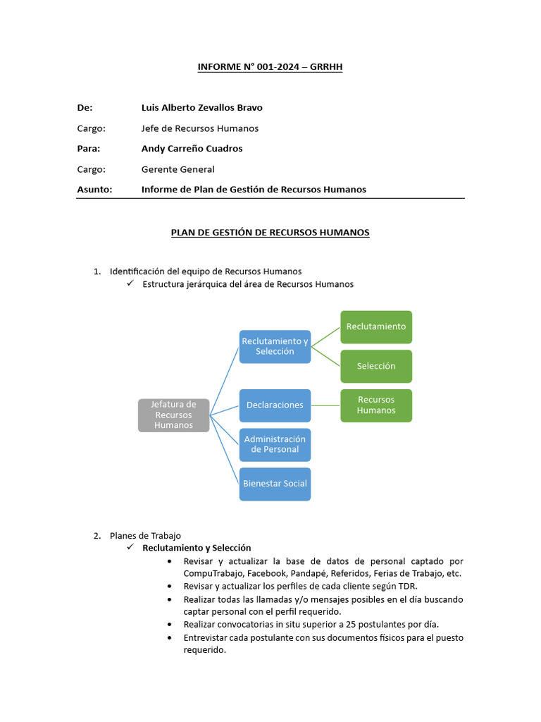 Plan de Gestión de Recursos Humanos | PDF | Gestión de recursos humanos ...